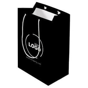 Professional Modern Business Logo Black Medium Gift Bag