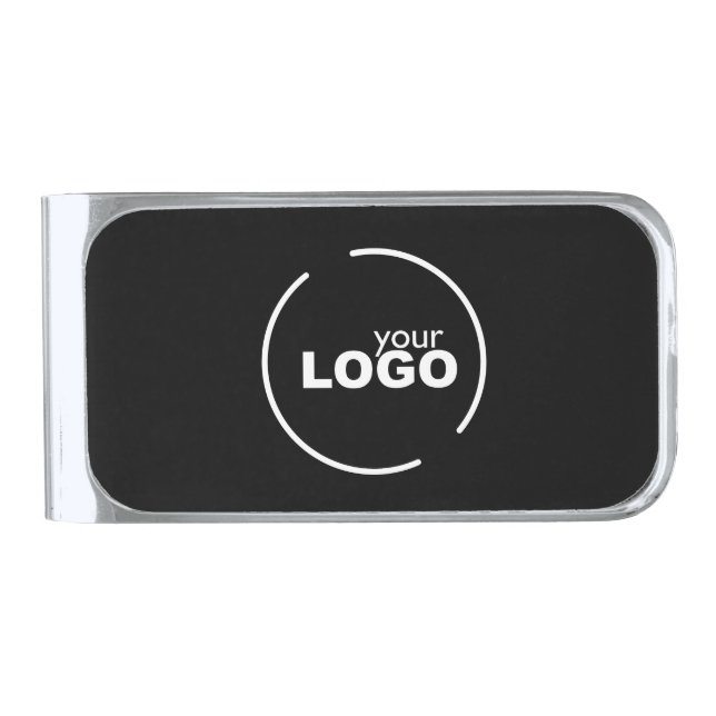 Professional Modern Business Logo Black Silver Finish Money Clip (Front)