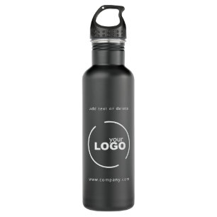 Professional Modern Business Logo Black Stainless Steel Water Bottle