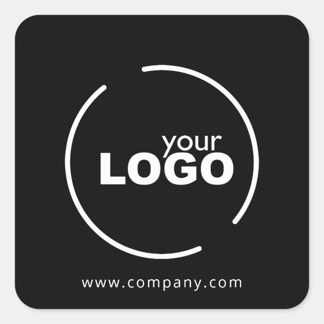 Professional Modern Business Logo Black & White Square Sticker (Front)
