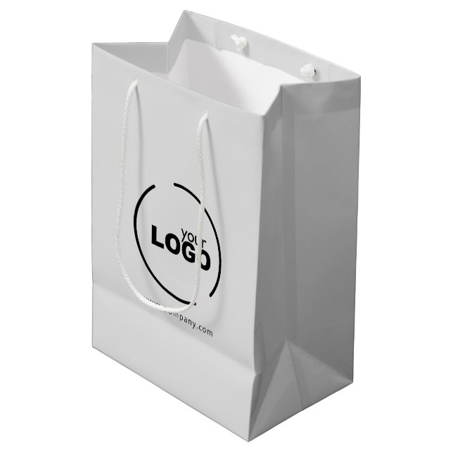 Professional Modern Business Logo Gray Medium Gift Bag (Front Angled)