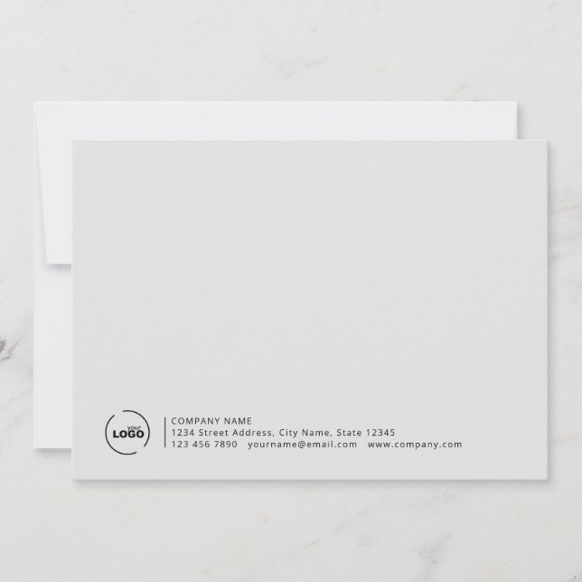 Professional Modern Business Logo Gray Note Card (Front)