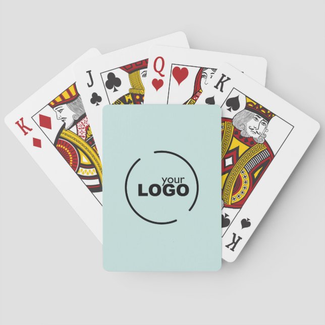 Professional Modern Business Logo Light Turquoise Poker Cards (Back)