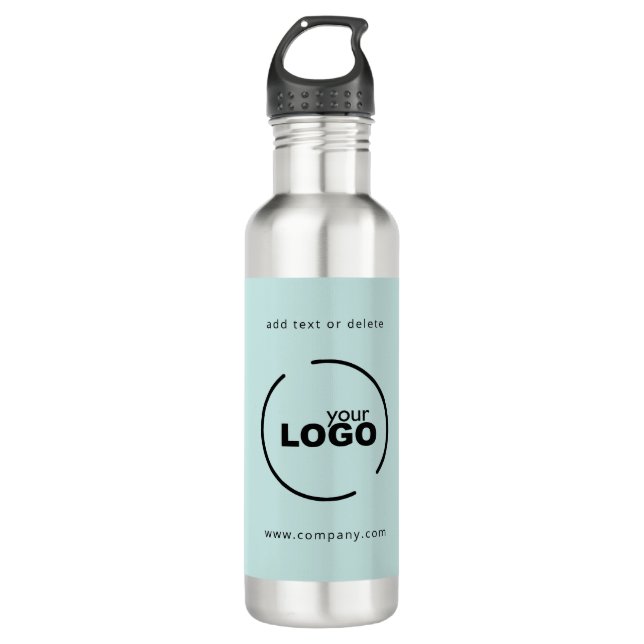 Professional Modern Business Logo Light Turquoise Stainless Steel Water Bottle (Front)