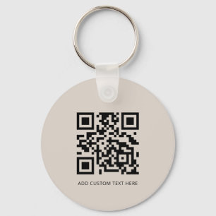 Professional Modern Business Logo QR Code Beige Keychain