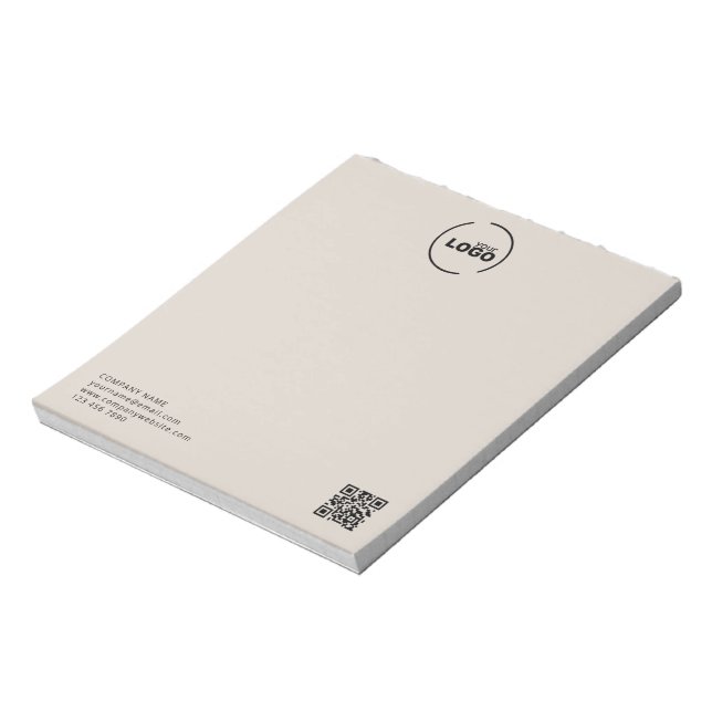 Professional Modern Business Logo QR Code Beige Notepad (Rotated)