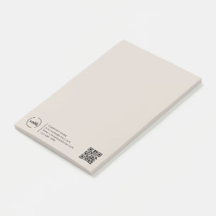 Professional Modern Business Logo QR Code Beige Post-it Notes