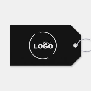 Professional Modern Business Logo QR Code Black Gift Tags