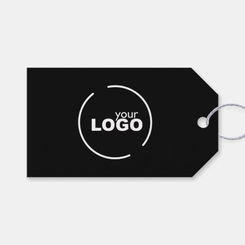 Professional Modern Business Logo QR Code Black Gift Tags