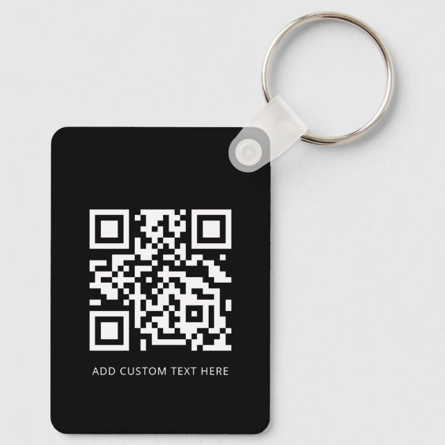Professional Modern Business Logo QR Code Black Keychain (Back)