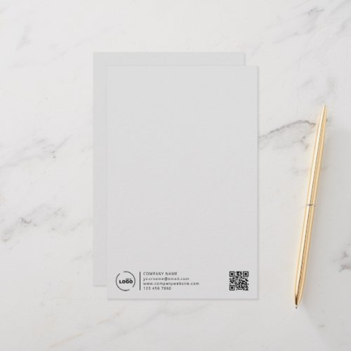 Professional Modern Business Logo QR Code Gray Stationery