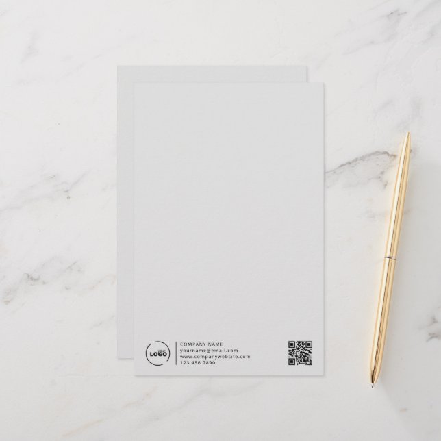 Professional Modern Business Logo QR Code Gray Stationery (Front/Back In Situ)