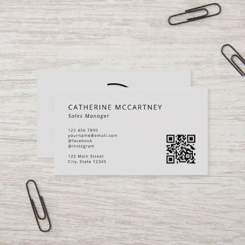 Professional Modern Business Logo QR Code Grey Business Card