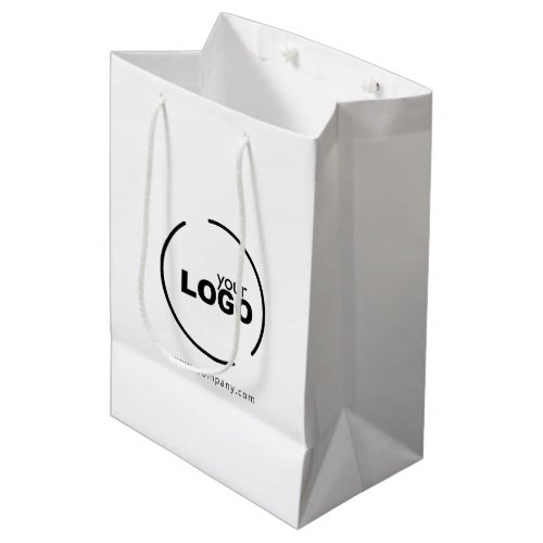 Professional Modern Business Logo White Medium Gift Bag