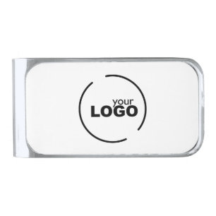 Professional Modern Business Logo White Silver Finish Money Clip