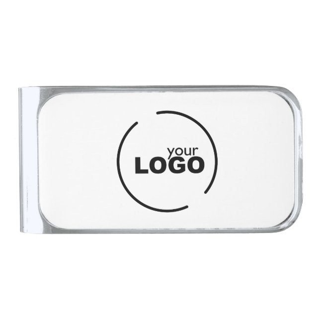 Professional Modern Business Logo White Silver Finish Money Clip (Front)