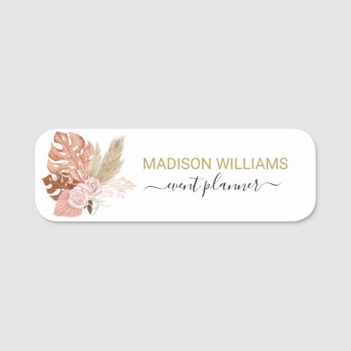 Professional modern business watercolor floral name tag