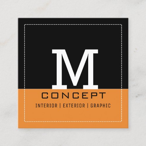 Professional Modern Cadmium Orange Monogram Square Business Card