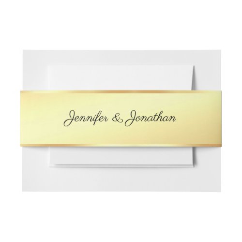 Professional Modern Calligraphed Name Text Gold Invitation Belly Band