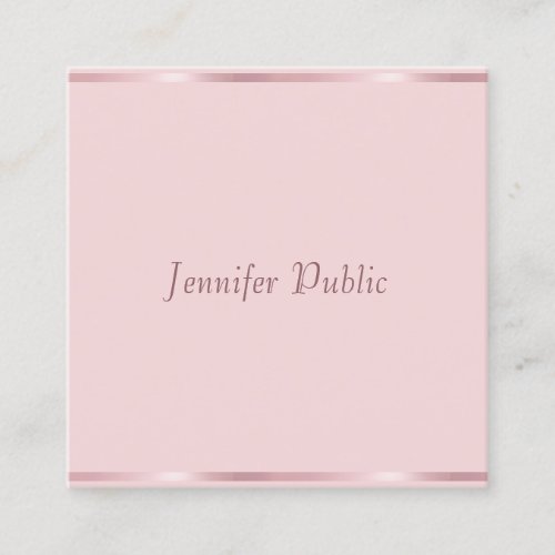 Professional Modern Calligraphed Script Rose Gold Square Business Card