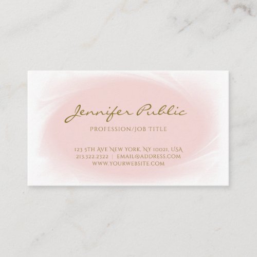 Professional Modern Calligraphy Blush Pink Gold Business Card