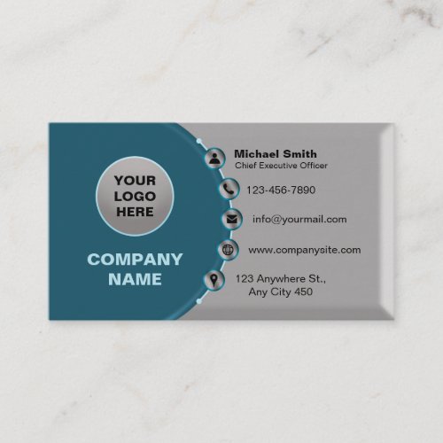 Professional Modern Chic Metallic Faux Silver_Blue Business Card