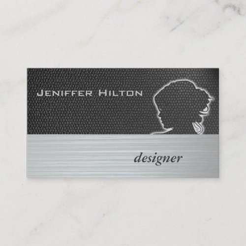 Professional modern chic silhouette hair stylist business card