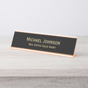 GOLDEN Custom name Interchangeable Desk Name Plate Engraved in Black 2 x 8 size 
