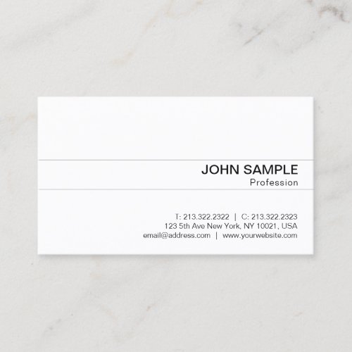 Professional Modern Classy Sleek White Plain Business Card