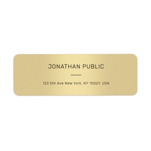 Professional Modern Clean Chic Gold Return Address Label