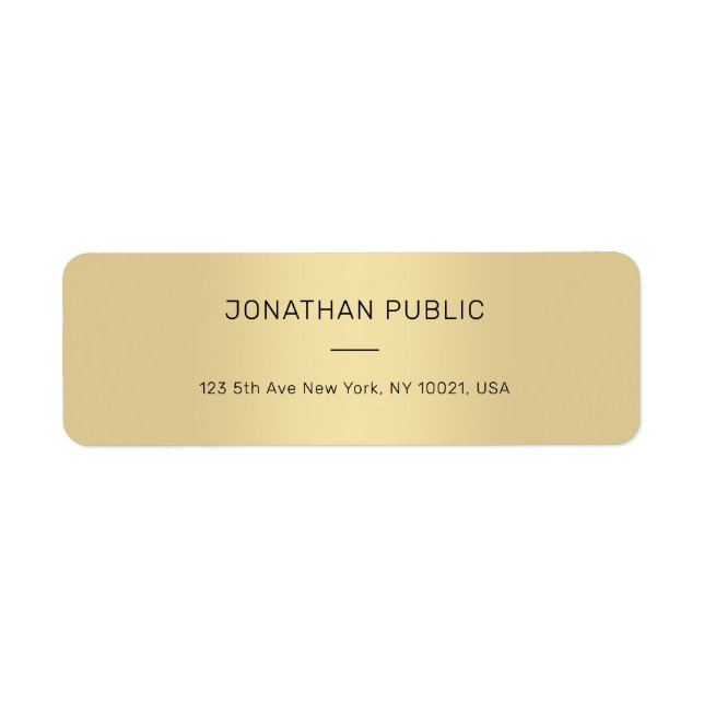 Professional Modern Clean Chic Gold Return Address Label (Front)