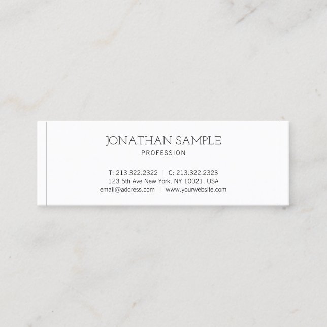 Professional Modern Clean Design Stylish Plain Mini Business Card (Front)