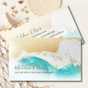 Professional Modern Coastal Beach Watercolor Business Card