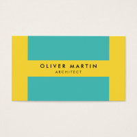 Professional Modern Color Block Yellow Turquoise Business Card