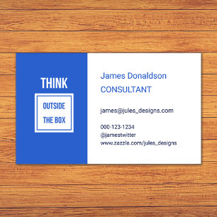 Professional modern consultant bright blue business card