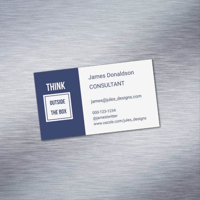 Professional modern consultant navy business card magnet (In Situ)