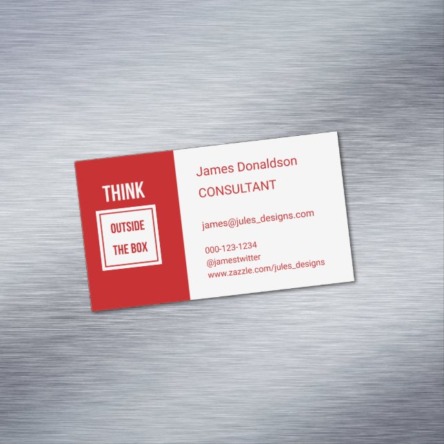 Professional modern consultant red business card magnet (In Situ)