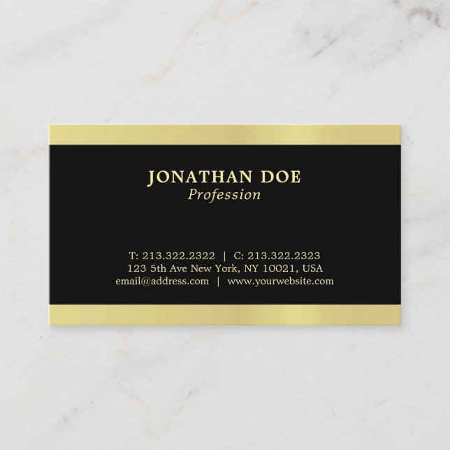 Professional Modern Creative Black and Gold Luxury Business Card (Front)