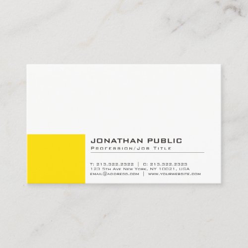 Professional Modern Creative Yellow White Plain Business Card