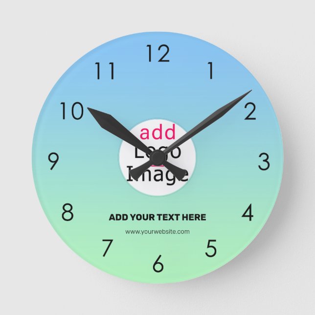 Professional Modern Custom Business Brand Gradient Round Clock (Front)