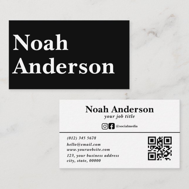 Professional Modern Custom QR Code  Business Card (Front/Back)
