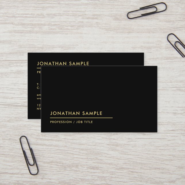 Professional Modern Custom QR Code Elegant Black Business Card (Front/Back In Situ)