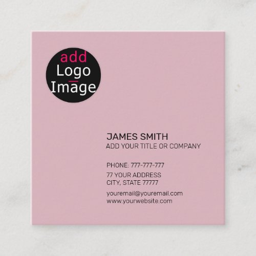 Professional Modern Customizable Dusty Rose Pink Square Business Card