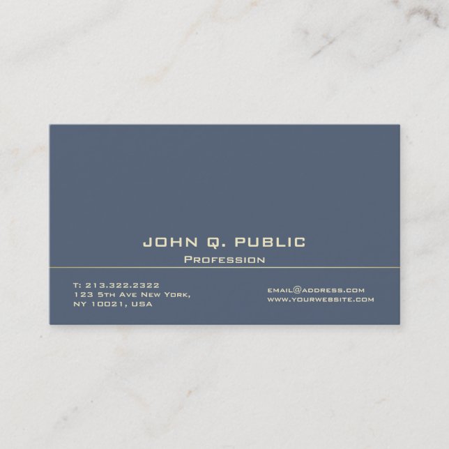 Professional Modern Dark Blue Signature UV Matte Business Card (Front)