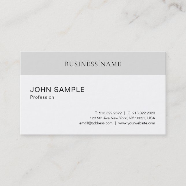 Professional Modern Design Clean Stylish Plain Business Card (Front)