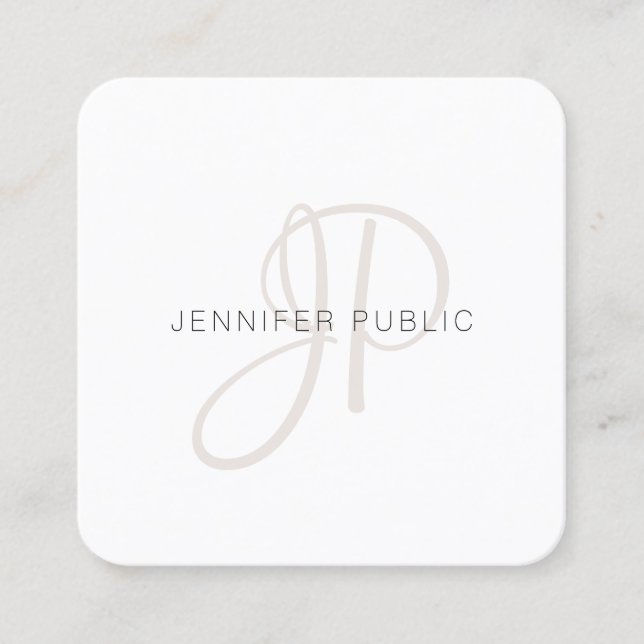 Professional Modern Design Elegant Monogram Square Business Card (Front)
