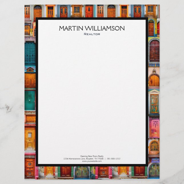 Professional Modern Doors Real Estate New Home Letterhead (Front)