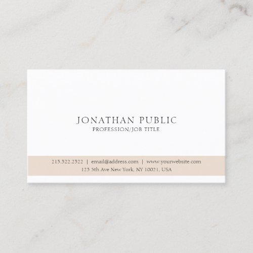Professional Modern Elegant Beige White Sleek Business Card