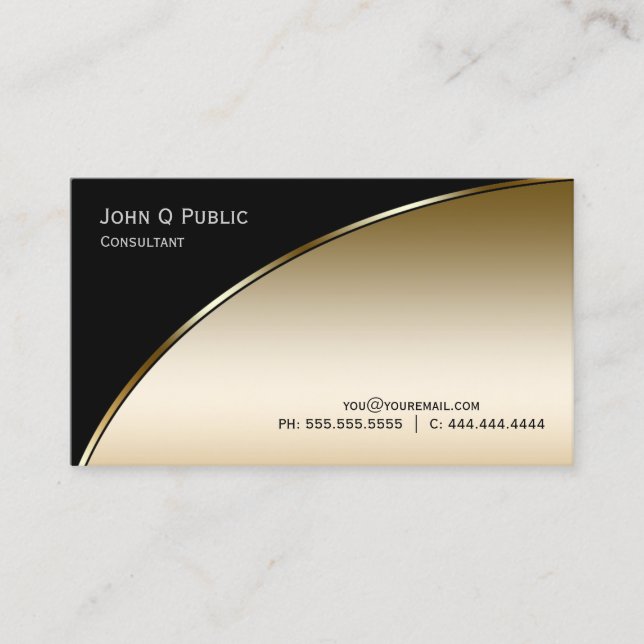 Professional Modern Elegant Black and Gold Business Card (Front)