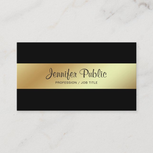Professional Modern Elegant Black and Gold Luxe Business Card (Front)